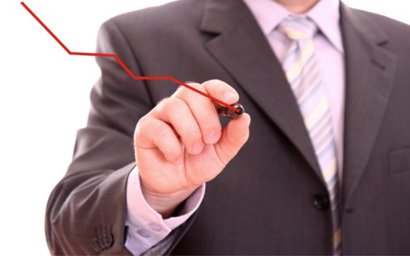Businessman graph down