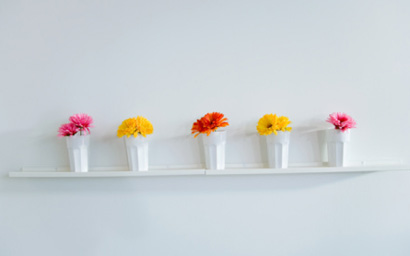 Vases on shelf