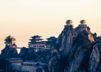 Buildings on rocks