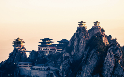 Buildings on rocks