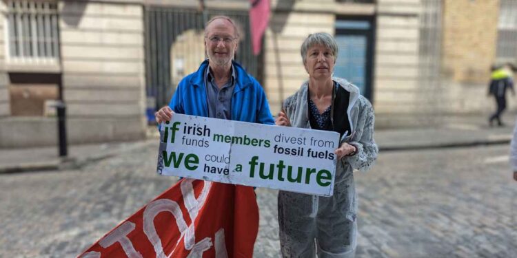 Extinction Rebellion protests fossil fuels at Irish Funds conference