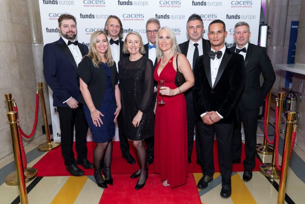 CACEIS, one of our sponsors, gather for a group shot